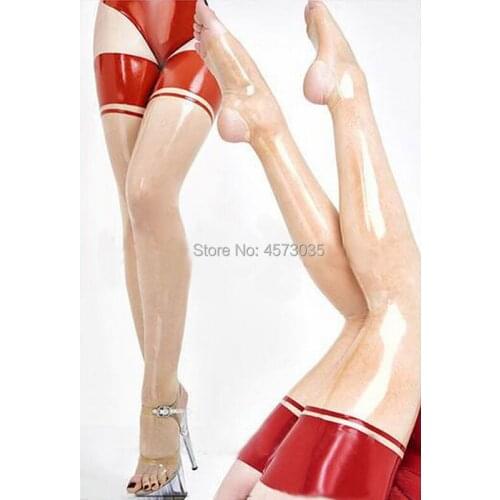 Hot new sale sexy lingerie exotic women girl club wear transparent spliced red open foot toe stockings socks cekc zentai fetish
