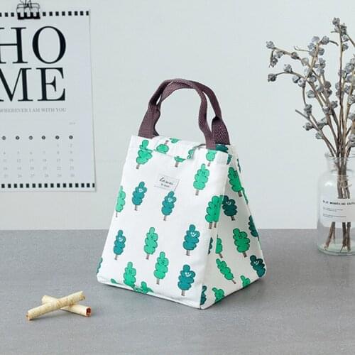 Hot Prints Thermal Insulated Cooler Portable Large Capacity Container Canvas Lunch Bag For Women Men Kid Food Pouch Tote