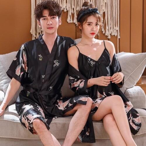 Lovers Couple Robe Rayon Bathrobe For Women&Man Kimono Bath Gown Unisex Sexy Sleepwear Nightwear Wedding Robes Suit Nightgown