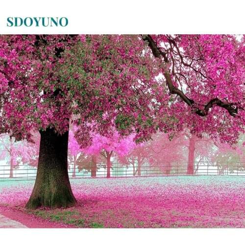 SDOYUNO Paint By Numbers Tree DIY 60x75cm Oil Painting By Numbers On Canvas Landscape Frameless Number Painting Pictures Decor