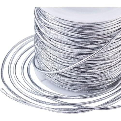 Pandahall 1mm Round Elastic Cord Thread String Polyester Outside and Rubber Inside for DIY Jewelry Making Ribbon Decor 25m/Roll