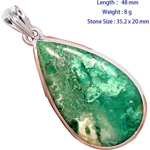 Genuine Metrolite Emerald Chrysoprasep Pendant 925 Sterling Silver, Women Hand Made Fine Jewelry Gift