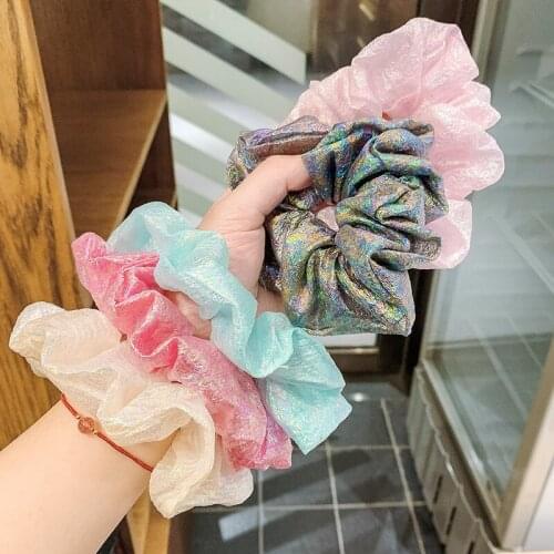 New Hot Sale Color Shiny Cloth Boutique Small Fresh Large Intestine Ponytail Elastic Hair Bands for Women Girls Hair Accessories