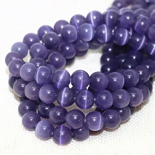 Charming Purple Mexican Opal Cat Eyes Smooth Round Loose Spacer Stone Beads 4,6,8,10,12mm Fashion Jewelry Making 14inch B1591