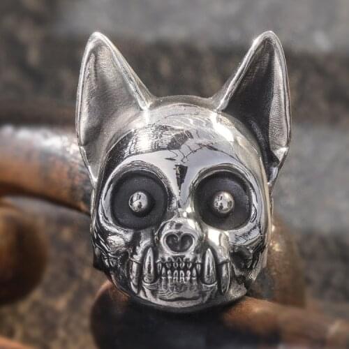 Solid 999 Sterling Silver Thai retro biker MENS men handmade dog ring jewelry gift A4763