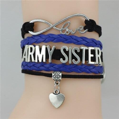 Wholesale factory Infinity Army Sister bracelet BACK THE BLUE Bracelet Customize wristband friends Drop shipping