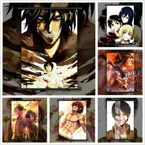 Attack On Titan Eren Jaeger Anime manga wall Poster Scroll D
