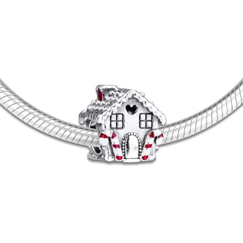 Fits for Pandora Charms Bracelets Gingerbread House Beads 100% 925 Sterling Silver Jewelry Free Shipping