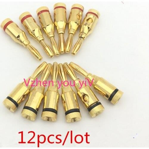 12pcs/ 4MM gold-plated plug, connect hair, burn incense, banana head, stereo speaker, line socket, speaker line, power amplifier