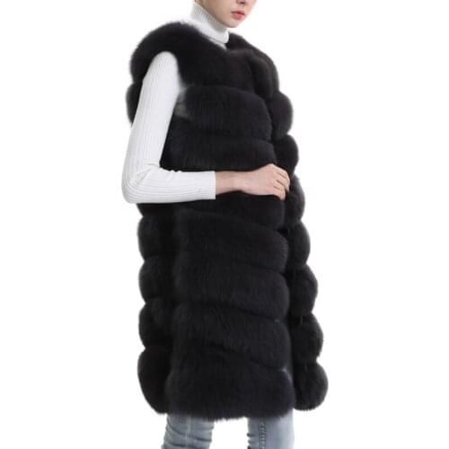 Real Fox Fur Coat Women Vest Full Pelt Long Genuine Fox Fur Gilet Female Lady Long Thick Warm Furry Fox Skin Natural Fur Jacket