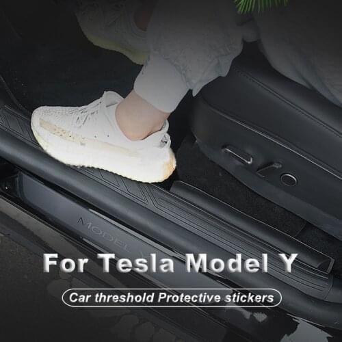 TPE Car Threshold Decorative Protection Sticker Shell Environmental Protection Auto Interior Accessories For Tesla Model Y