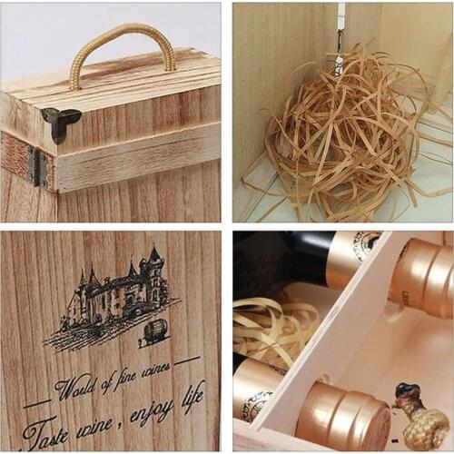 Vintage Wood 2 Red Wine Bottle Box Carrier Crate Case Storage Carrying Display Holder Birthday Party Christmas Gift