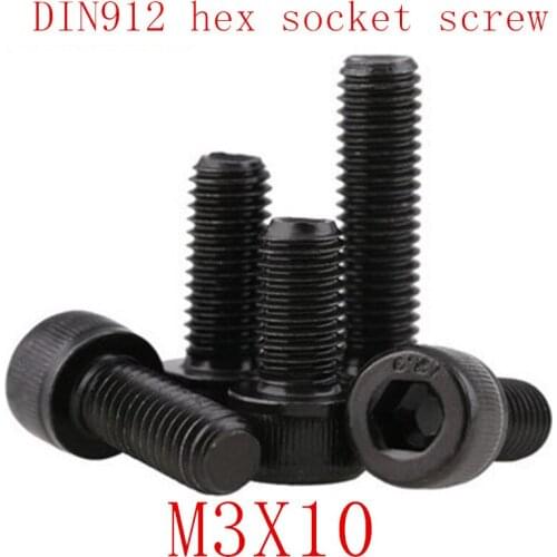 50PCS DIN912 Grade 12.9 allen socket head screw M3*10 m3x10 Hexagon Socket Head Cap Screws Hex Socket Screw