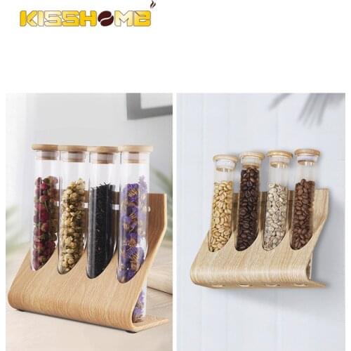 Cooked/Raw Coffee Beans Display Rack Cafe High Quality 4pcs/set Glass Tube Flower/Tea Leaves Exhibition Stand Coffee Accessories