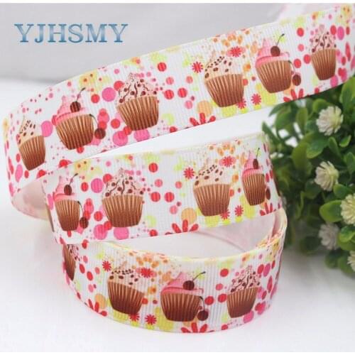 YJHSMY F-17504-998,22 mm 10 yards cake Ribbons Thermal transfer Printed grosgrain Wedding Accessories DIY handwork materials