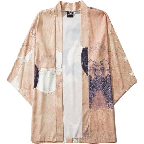 Summer Short Sleeve Kimono Shirts Japanese Haori Yukata Cosplay Women/Men Fashion Streetwear Vampire Print Cardigan Shirt 2021