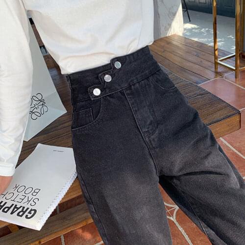 2021 Office Lady High Waist Thickening Warm Denim Pants Women Stretch Solid Color Soft Harlan Jeans Slim Waist Jeans Y138