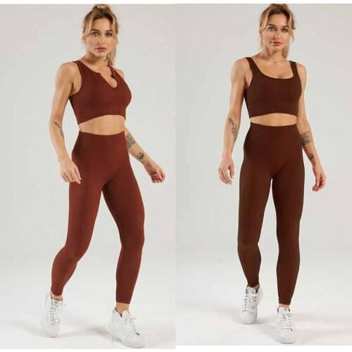 2021 Newest Women Yoga Sets Fitness Breathable Soft Push Up Sports Bra + Seamless High Waist Sports Running Leggings