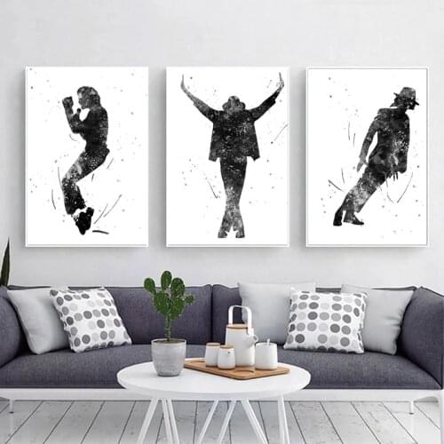 Famous Watercolor Music Michael Jackson Pop Movie Canvas Painting Poster Print Wall Art Picture Home Decor Nursery Kids Room