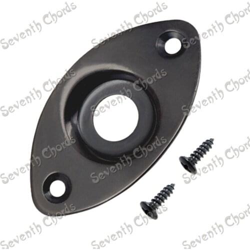 2 Pcs Oval Indented Metal Bass Guitar Jack Plates - Black - Guitar Parts - MCGB-BK-2