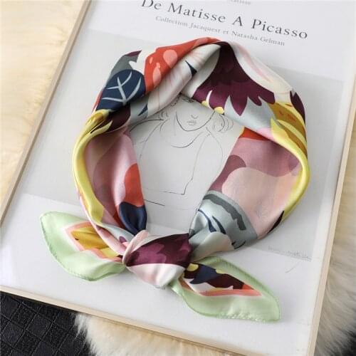 2020 New Silk Square Scarf Fashion Print Shawl and Wraps Female Neckerchief Lady Hair Band Foulard Women Large Hijab Bandana