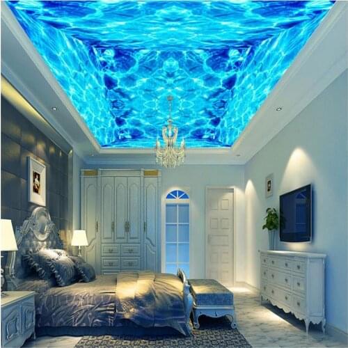 3D three-dimensional space blue water pattern ocean ceiling mural 3d ceiling murals wallpaper