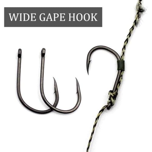 50pcs Carp Fishing Hooks Wide Gape Barbed PTFE Coated Carp Hooks For Carp Needle Sharp Fish hook Carp Fishing Accessories