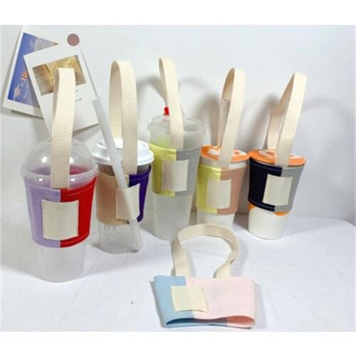 50Pcs Beverage Handbag Hand-Cranking Milk Tea Bag Mini Canvas Bag Crossbody Drink Cup Set Custom Environmental Friendly Tote Bag