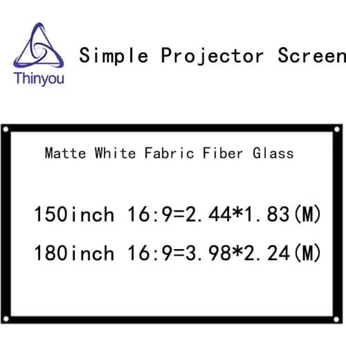 Thinyou Matte White Fabric Fiber Glass 150 inch 16:9 Simple Projector Screen Wall Mounted curtain with Eyelets without Frame