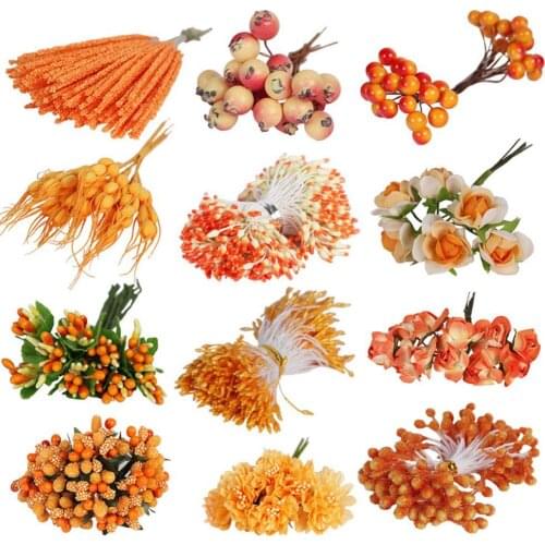 1pc DIY stamen bouquet handmade materials Orange plastic Artificiales Flower Home Wedding Party Holiday Decoration dropshipping