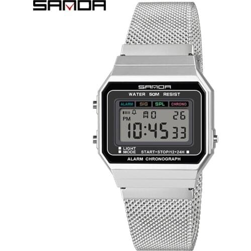 SANDA Fashion Mens Watches Top Brand Luxury Quartz Watch Men Casual Slim Mesh Steel Waterproof Sport Watch Relogio Masculino