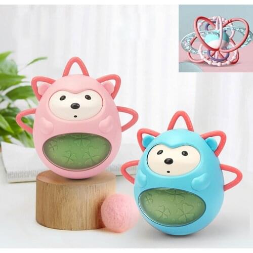 Baby Musical Tumbler Hedgehog Toys Baby Soft Teether with Built-in Bell Comfort Soothing Educational Toy For 0-12 Months Toddler