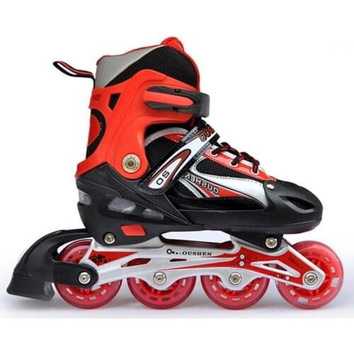 Adjustable Size Inline Skates Shoes For Kids Boy Girl PU Flashing 4 Wheels Roller Skates Children Roller Skating Sneakers Boots