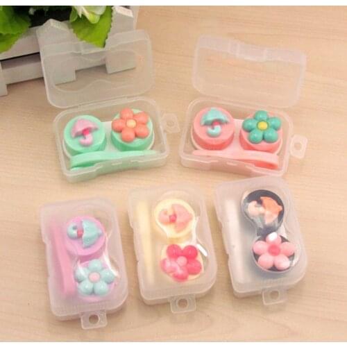 New Fashion Flower Contact Lens Case Box Eyewear Accessories Clear Travel Kit Holder Container For Lenses Random Color Wholesale
