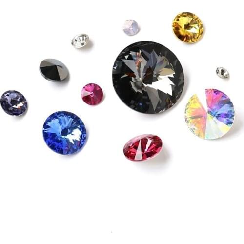 Crystal Diamonted Strass Rivoli Stones K9 Glass Rhinestone For Clothing Nail Art Decorations Gule On Garment Crystal Applique