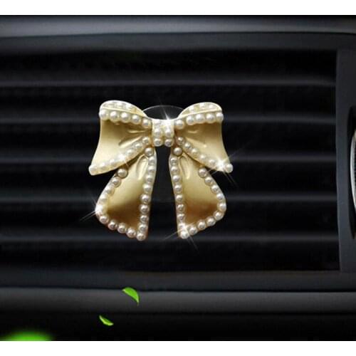 Inlay Water Bow Perfume Bottle Car Air Freshener Interior Accessories Diamond Perfume Bottle Car Air Vent Clip Fragrance