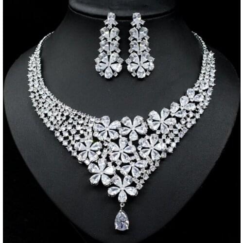 Zlxgirl jewelry luxury brand big women wedding necklace earring jewelry sets high quality cubic zircon Dubai gold necklace sets