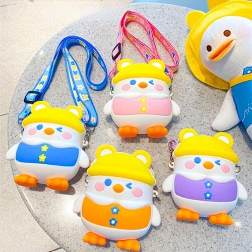 Korean Version of The Cute Duck Silicone Small Messenger Bag Ins Net Celebrity Childrens Shoulder Bag Storage Bag