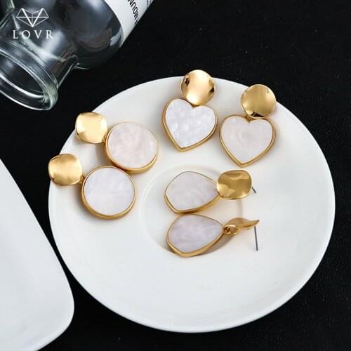 LOVR 2019 New Fashion Vintage Korean Gold Drop Earrings for Women Party Personality Geometry Statement Hanging Earring Jewelry