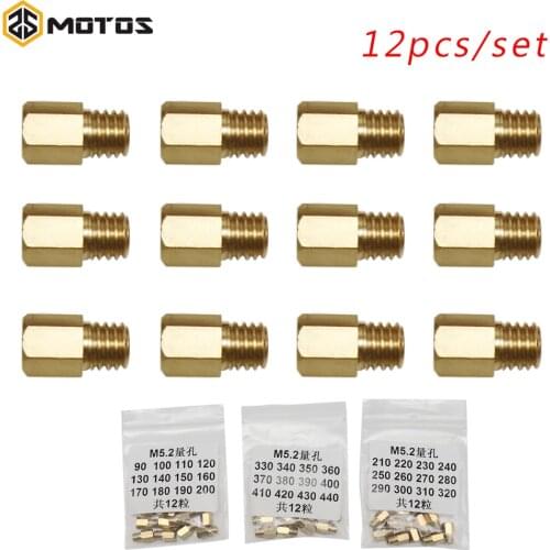 ZS MOTOS 12pcs/set Motorcycle Carburetor Main Nozzle Main Jet Set For MIKUNI VM TM TMX Carburetor #90-200 #210-320 #330-440 Jet