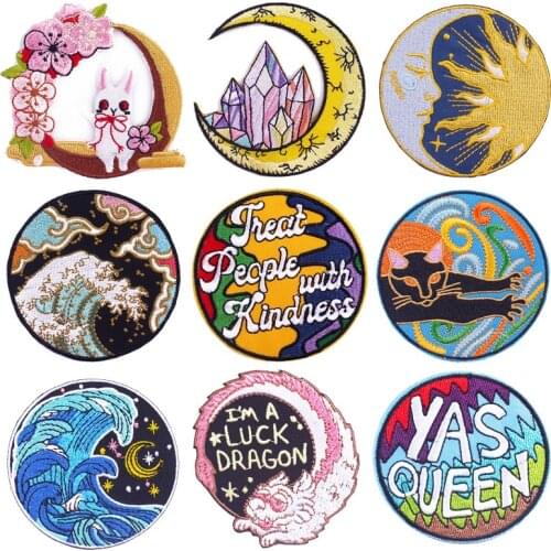 DIY Cartoon Rainbow Patches For Clothing Iron On Embroidery Patches on Clothes Letter Stickers Patches On Jeans Applique Badge