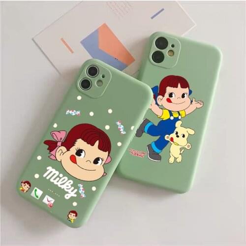 Sweet Peko Milk Milky Phone Cases For iPhone 11 Pro max 8plus 7plus X XR XS MAX 6s Cute Boy Girl green Silicone Soft Back Cover