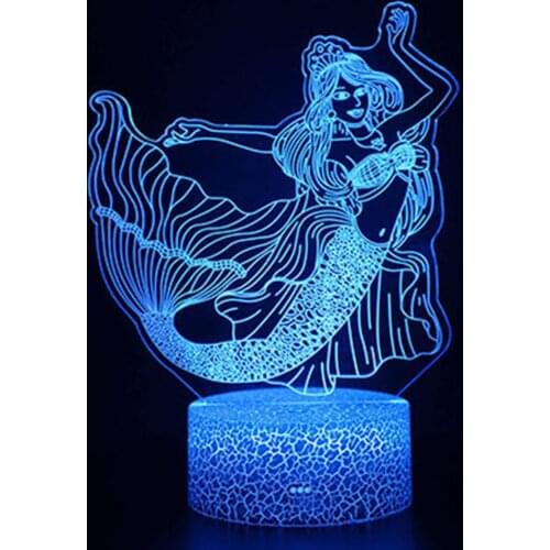 Manga Anime Figures Mermaid Series 3D Table Lamp USB Light Led Bedroom Decoration Gift Valentines Day Night Plug in Set Up Gamer