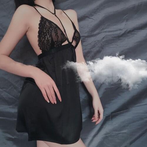 Sling Lace Embroidery V-Neck Sexy Nightdress Lenceria Femenina Night Sleep Dress Nighties for Women Underwear Lingerie