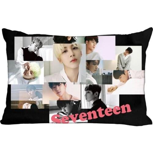Hot Korea-Pop Custom SEVENTEEN Satin Pillowcase 35x45cm (one side) Printed Zipper Silk PillowCover Custom Logo gift