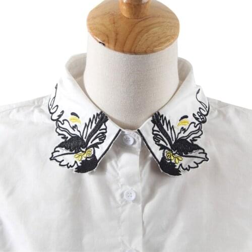 Early autumn new embroidery false decoration shirt bead Lace bear collar Wild Doll Fake Collar Shirt White Decorative