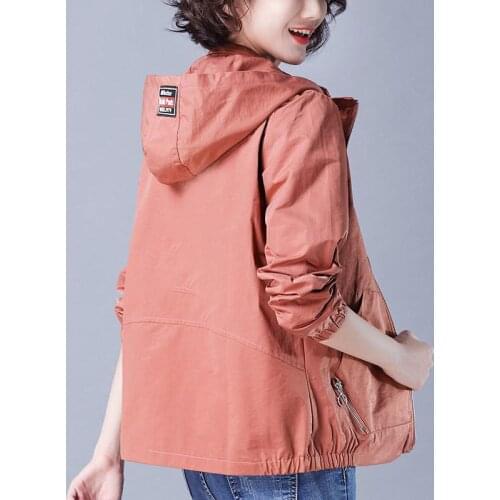 Plus size Loose Jackets Womens Spring Autumn Casual Thin Coats Female Hooded Coat Womens Lined Jackets Coats Woman Hooded Jacket