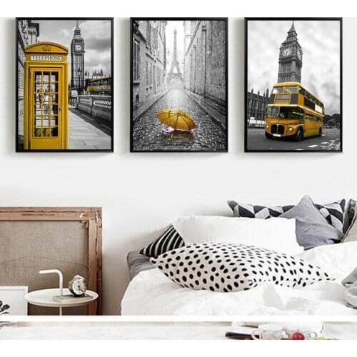 Retro Street Call Box Car Wall Picture Modern Watercolor Canvas Art Prints Poster Home Decor Painting For Living Room Unframed