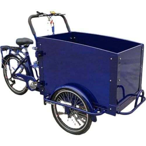 Family Electric Cargo Tricycle 3 Wheel Adult Bike for Kids Coffee Vending Bicycle with Wooden Box