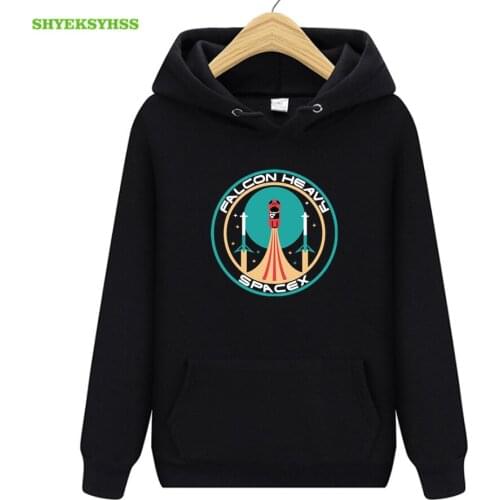 SpaceX Aerospace Men’s Hoodie "Heavy Falcon" Launch Rocket Astronaut Print Hoodies Mens Lands Mars Fashion Clothing Sweatshirt